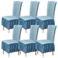 thumbnail image 1 of Qubjus Chair Covers for Dining Room Set of 6 Stretch Chair Slipcovers with Skirt Removable Washable Kitchen Chair Protector Cover Set for Home, Party, Wedding(Striped Blue, 6pcs), 1 of 4