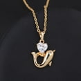 thumbnail image 3 of MasteelfCA Collier Femme Incrusté de Diamants Forme Dauphin Cœur Zincon Percé Délicat Ajouré (Doré), 3 of 7