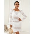 thumbnail image 5 of Arvbitana Women's Summer Mini Bodycon Dresses Long Sleeve Round Neck Skinny Mini Dress Sexy High Waist Slim Sheath Dress for Party, 5 of 9