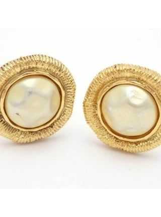 Authenticated Used Chanel CHANEL Earrings Metal/Fake Pearl Gold/White Ladies