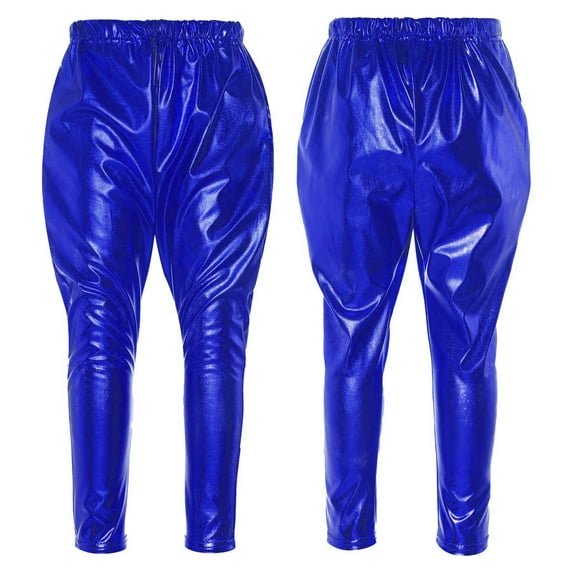 MSemis Kids Girls Boys Shiny Metallic Dance Harem Pant Gymnastics Athletic Leggings