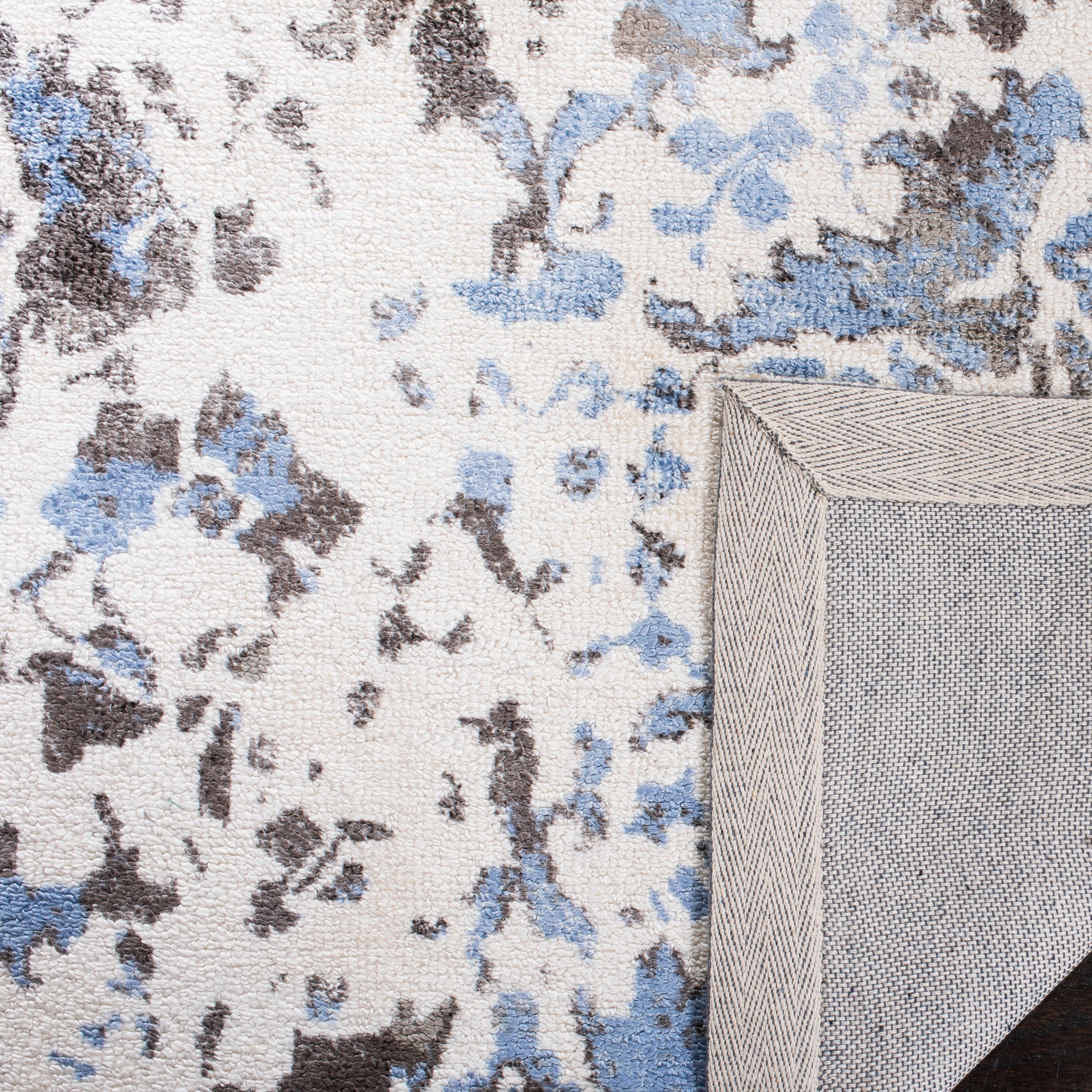 SAFAVIEH Expression Charlene Abstract Area Rug, Ivory/Blue, 4' x 6'