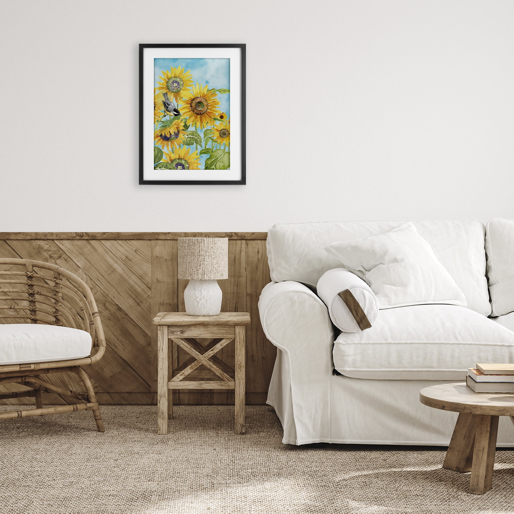 Stupell Industries Sunflower Honey Bird Black Framed Print Under Glass, design by Tim Coffey