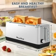 thumbnail image 7 of Silver 4-Slice Long Slot Toaster, 1500W Stainless Steel Countertop Model, 6 Adjustable Browning Levels, Integrated Bagel, Defrost & Reheat Modes, Detachable Crumb Tray for Effortless Daily Cleaning, 7 of 7