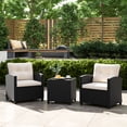 thumbnail image 1 of Costway 3 PCS Patio Furniture Set with Tempered Glass Coffee Table Washable Cushions Off White, 1 of 10