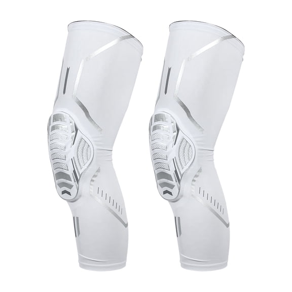 2 Pcs Soft Compression Knee Braces EVA Padded Leg Sleeves Nylon White Size S