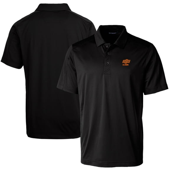 Men's Cutter & Buck  Black Oklahoma State Cowboys Alumni Logo Prospect Textured Stretch Polo