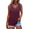 thumbnail image 2 of Htigea Tank Tops for Women Summer Trendy V Neck Tops Loose Fit Casual Sleeveless Shirts Fashion 2025 Purple,M, 2 of 6