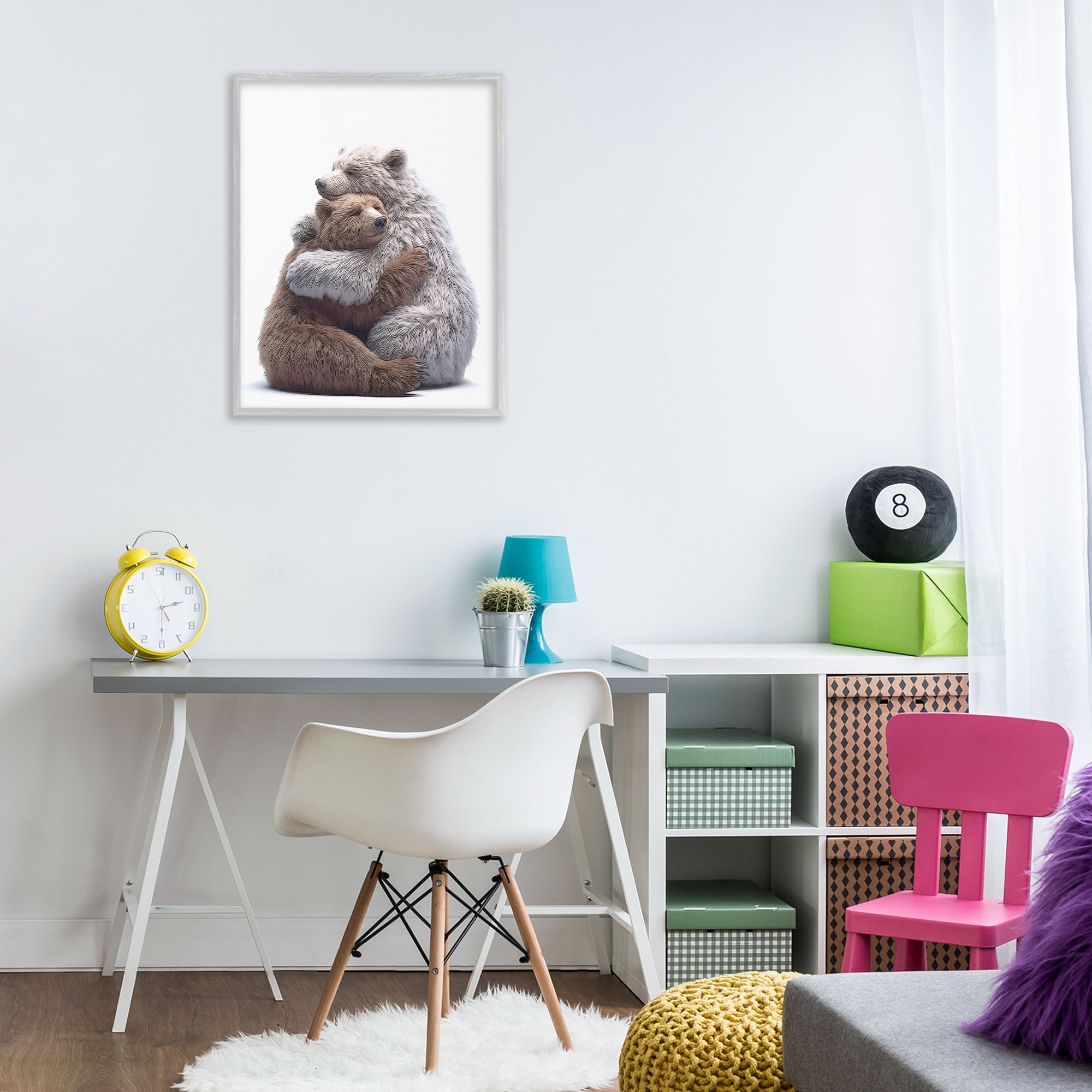 Stupell Industries Hugging Bear Pair Animals & Insects Painting Gray Framed Art Print Wall Art, 24 x 30