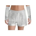 thumbnail image 5 of TSSOE 2-piece Sequins Jazz Hip Hop Dance Outfits for Girls Sleeveless Criss Cross Back Crop Top with Shorts Set Dancewear Silver 12, 5 of 7