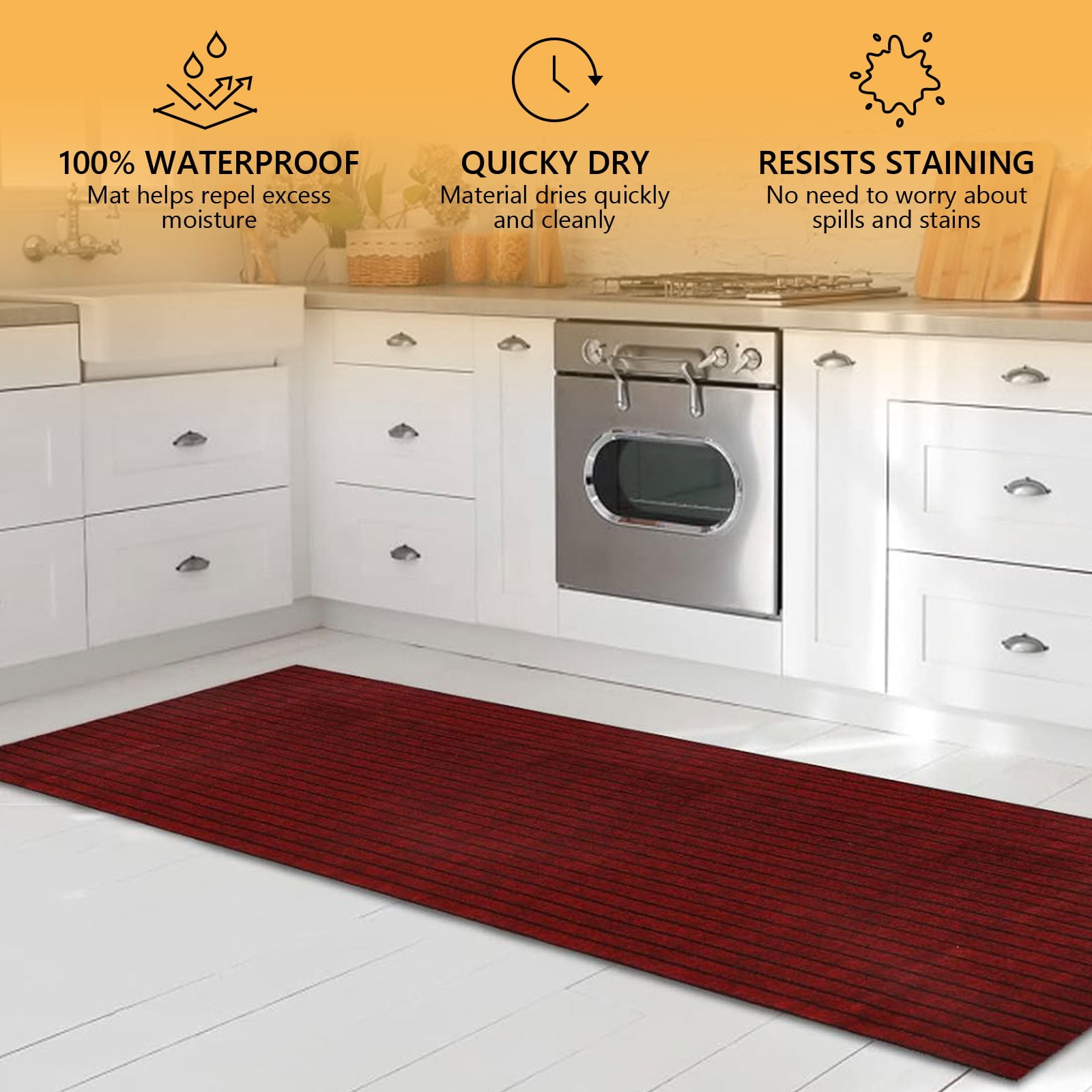 Semfri Runner Rugs 2 x 8 ft Carpet Runner Striped Rug Area Rugs for Aisle Hallway Balcony Garage Entryway Stair Red