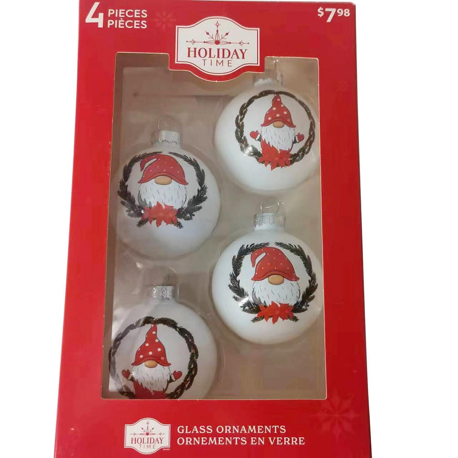 HOLIDAY TIME 65MM * 4CT GNOME ORNAMENT
