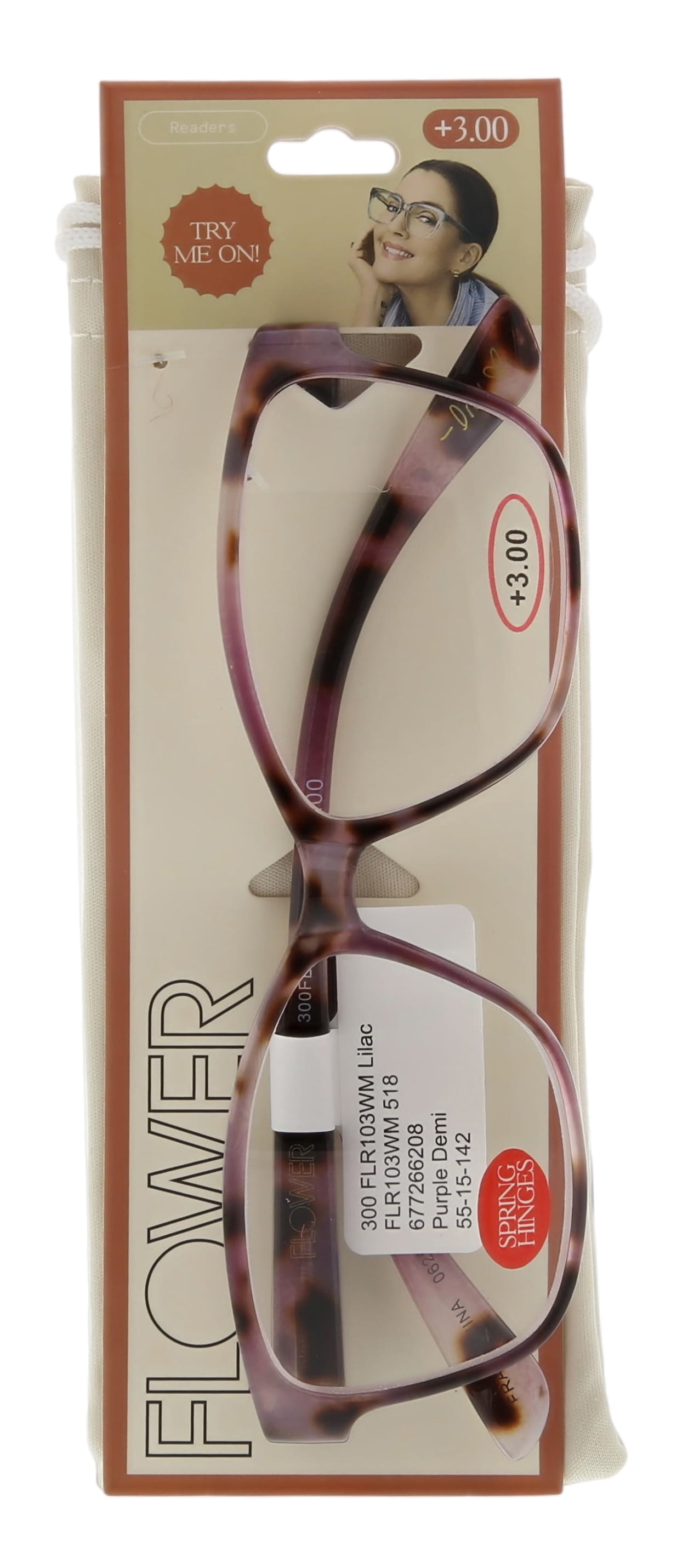 FLOWER Womens Reading Glasses - FLR103 Lilac +3.00