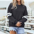 thumbnail image 2 of Yokua Womens Varsity Striped Oversized Sweatshirt Crewneck Long Sleeve Casual Fashion Pullover Top Fall Outfits, 2 of 7