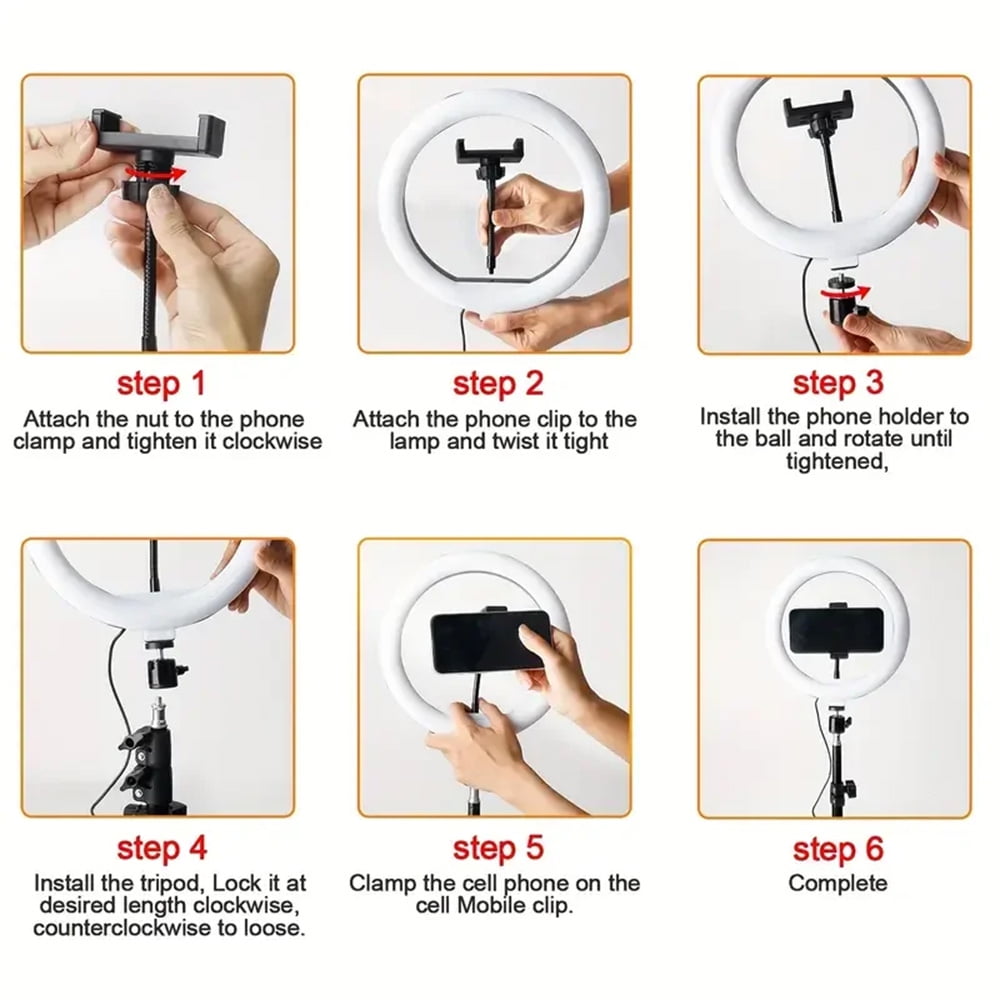UEGOGO 10" LED Ring Light W/63" Tripod & Phone Holder - Portable for Live Stream, YouTube, TikTok Videos