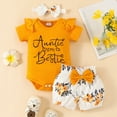 thumbnail image 2 of Newborn Baby Girl Clothes Sunflower Outfit Ruffle Short Sleeve Romper Floral Shorts Set Infant Summer Clothes, 2 of 6