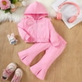 thumbnail image 2 of NAFUU Toddler Baby Girl Clothes Infant Girls Fashion Solid Color Zipper Sweatshirt Jacket And Flare Pants Fall Winter Clothes 2 Piece Set 9-12 Months, 2 of 6