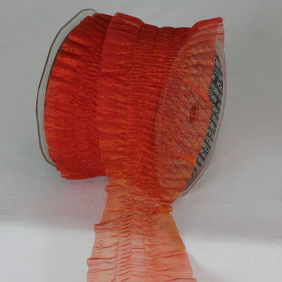 The Ribbon People Burnt Orange Solid Gathered Woven Edge Ribbon 2.5" x 16 Yards