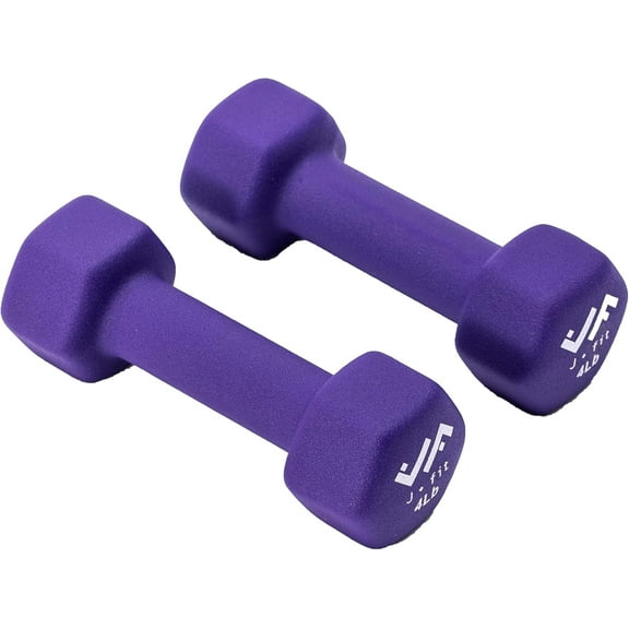 JFIT Dumbbell Pairs or Sets – Neoprene & Vinyl Coated Hand Weights for Home Gym, Strength Training, Aerobics, Cardio Exercise and Fitness