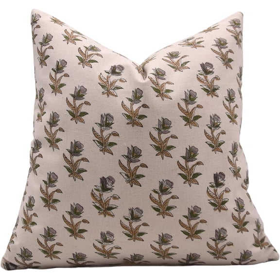 Artistic Hand Block Print Duck Canvas Pillow Cover By Fabdivine, 12X20, Coastal Tulip