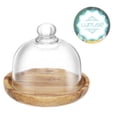 thumbnail image 2 of 1 Set Wooden Dessert Cupcake Tray with Glass Cover Cake Plate Server Platter with Dome Lid, 2 of 7
