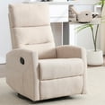 thumbnail image 4 of Knubmt Upholstered Fabric Club Chair with Metal Base, Swivel Manual Recliner Chair Leisure Chair for Living Room, Office, Bedroom, Beige, 4 of 10