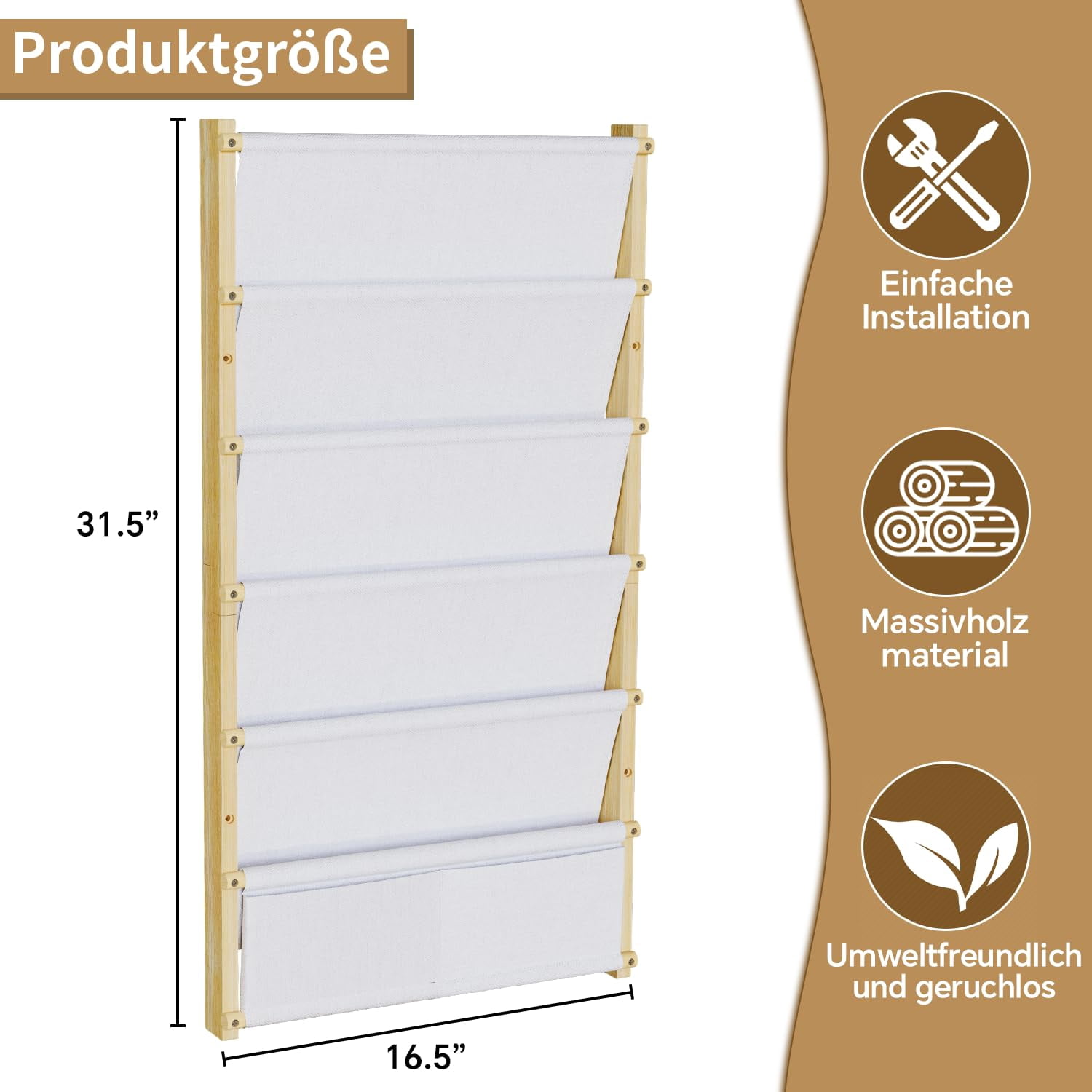 Wood 6-Tier Wall Mounted Kids Bookshelf – Montessori Floating Book Shelf For Kids Rooms, Classroom, Hanging Bookcase Organizer For Books, Toddler Book Shelf, Nursery Shelves (Small)
