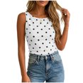 thumbnail image 6 of idosla Women Polka Dot Tank Tops Sleeveless Crew Neck Print Basic Casual Slim Fit T Shirt Y2k Trendy Going Out Top (White, S), 6 of 6