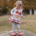 thumbnail image 3 of Cm C&M Wodro Conjunto Navideño Para Bebé Niña, Camiseta De Manga Larga Con Ciervo Y Pantalón Acampanado A Rayas, Conjunto De 2 Piezas Para Otoño E Invierno (Gris 5-6 Años (120)), 3 of 5