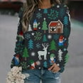 thumbnail image 2 of GHSDFBB Chandails de Noël pour Femmes Mode Loisirs Imprimé Graphique Manches Longues Hauts Mignons Chandail en Molleton Col Rond Cadeau de Noël, 2 of 5