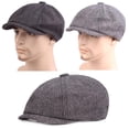 thumbnail image 5 of Gentlemen Men Flat Cap Gray herringbone Bakerboy Newsboy O6V4, 5 of 9