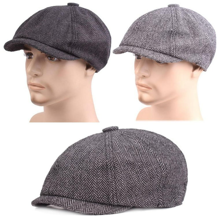 Mens Peaky Blinders Newsboy Flat Cap Grey Blue Herringbone Mens Peaky Blinders Newsboy Flat Cap Grey Blue Herringbone