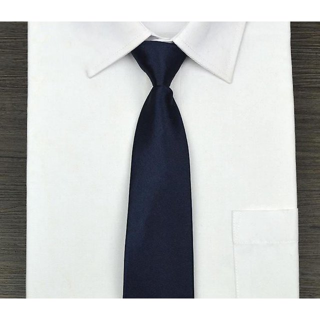 Corbata clásica de 7 cm para mujer, color liso, para hombre (cremallera azul marino G72)