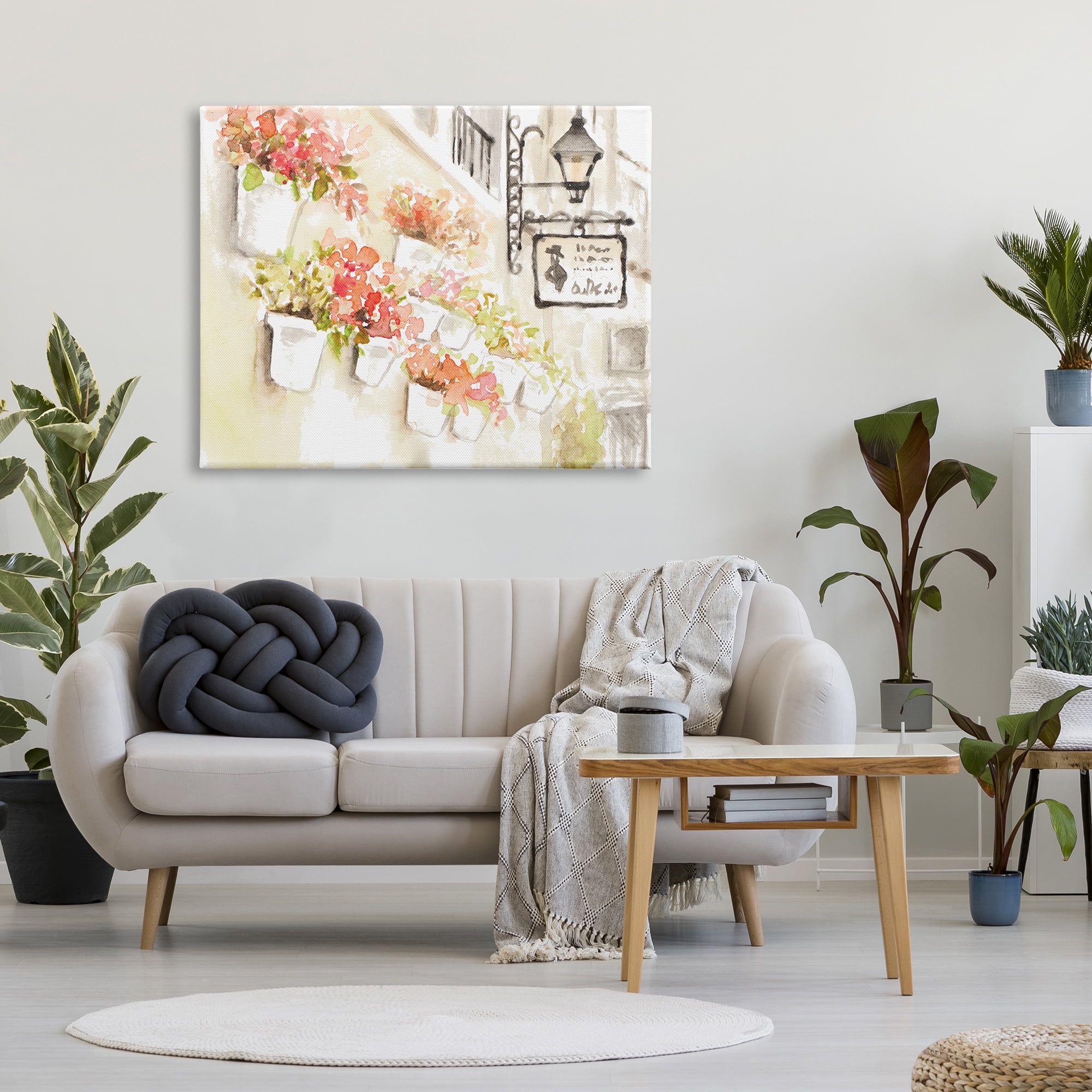 Stupell Industries Impressionistic Potted Flowers Soft Parisian City Street, 36 x 48, Designed by Lanie Loreth