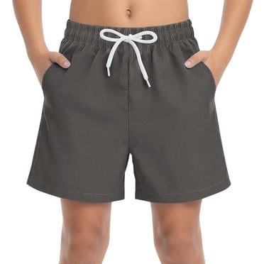 UQJfacai Boys Athletic Running Shorts Kids Summer Casual Wide Leg Drawstring Elastic Waist Soccer Shorts with Pockets 4-15 Years