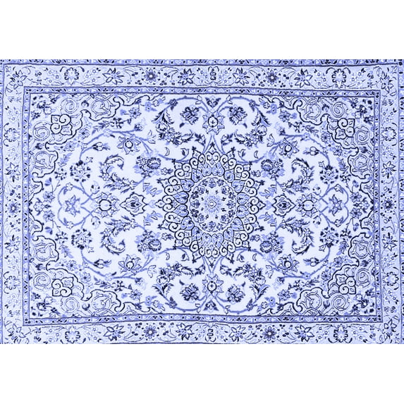Ahgly Company Machine Washable Indoor Rectangle Persian Blue Traditional Area Rugs, 6' x 9'