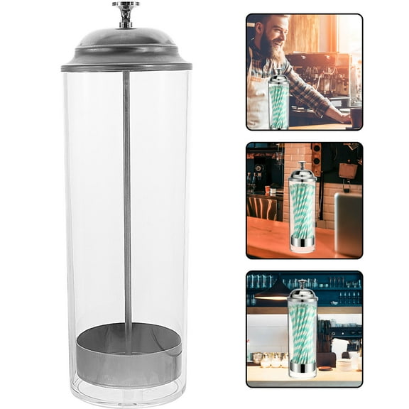 UPOUART Straw Storage Bucket Straw Dispenser Transparent Plastic 1Set 11X3.34X3.34in