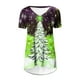 thumbnail image 4 of Fiudx Ofertas Relámpago Top de Manga Corta con Cuello En V Raglán con Parte Delantera Corta y Espalda Larga con Estampado Navideño Informal a La Moda para Mujer, 4 of 5