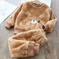 thumbnail image 2 of TOWED22 Toddler Baby Boy Clothes Fall Winter Fleece Outfits Color Block Sweatshirt & Jogger Pants Set 6 12 18 Months 2T 3T 4T 5T 6T Size:12-18 M,Color:Brown, 2 of 4