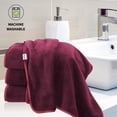 thumbnail image 4 of Juego de toallas de baño Cosy Family de microfibra, paquete de 4, color burdeos, 4 of 7