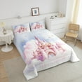 thumbnail image 3 of Erosebridal Princess Castle Bedding Twin Comforter Set, Light Pink Down Comforter, Cartoon Cloud Star Decor, Reversible 2-Piece, 3 of 8