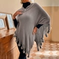 thumbnail image 1 of Womens Solid Color Frayed Pullover Fringed Shawl Sweater Cape Fashion Coat, 1 of 5