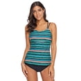 thumbnail image 4 of POGLIP Women's Navy Blouson Style Printed T-back Tankini Top, 4 of 6