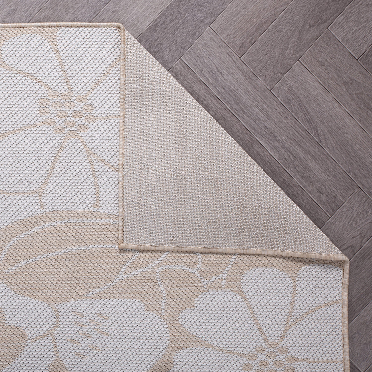 World Rug Gallery Modern Floral Flowers Textured Flat Weave Indoor/Outdoor Area Rug - NATURAL 2'x7'
