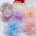 thumbnail image 3 of Xiao Hua 10 flores de organza de 8,9 cm (3,54"), de hilo transparente con centro para manualidades, apliques, sombreros de tela, decoración de bodas y fiestas, color blanco., 3 of 5