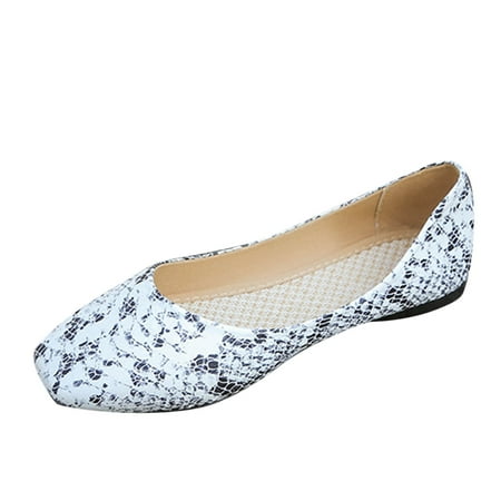 

TAIAOJING Women s Pointed-Toe Ballet Flat Autumn Casual Shoes Flat Bottom Comfortable Snake Print Slip On Shallow Mouth