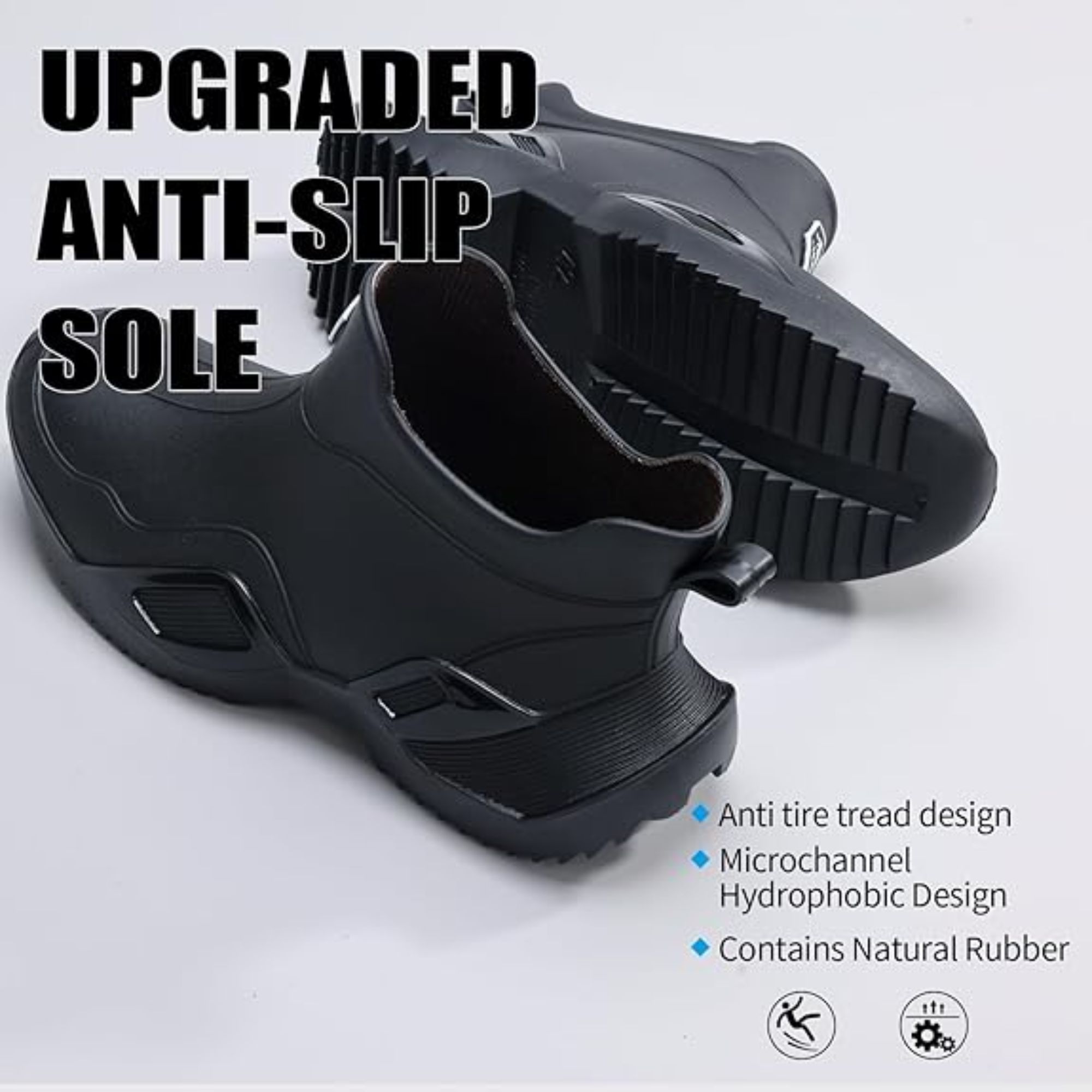 CHICVOMEY Women's Waterproof Rain Boots Anti-Slip Ankle Boots for Gardening Fishing Farming Boating Outdoor Work Traction Sole Short Rain Boots for Women & Men