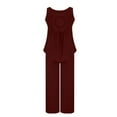 thumbnail image 6 of QATAINLAV Women's 2 Piece Outfits 2025 Summer Casual Back Hollow Out Tank Tops and Wide Leg Pants Lounge Set Vacation Clothes Wine XL Todays Daily Sales, 6 of 9