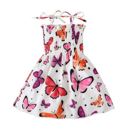 

EHTMSAK Infant Baby Toddler Child Children Kids Summer Sundress for Girl Square Neck Dress Sleeveless Dresses Hot Pink 1Y-5Y 130