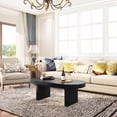 thumbnail image 5 of Mid Century Modern Oval Fluted Coffee Table, Farmhouse Wood Coffee Table, Cocktail Table, Center Table for Living Room, Office, Home Decor(Black, 23.62" D x 47.24" W x 16.34" H), 5 of 9
